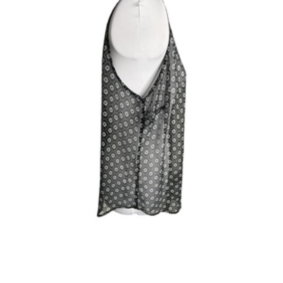 NWOT No Band Labels Abstract Black/White Very Sheer Bust Darts Scoop Neck Size L - Picture 4 of 5